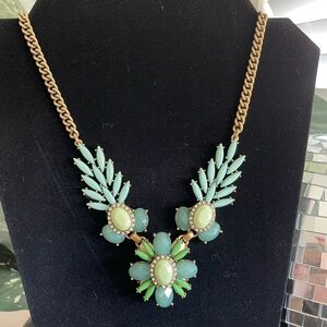 NWT JCREW Statement Necklace | Rhinestones Teal Mint Green